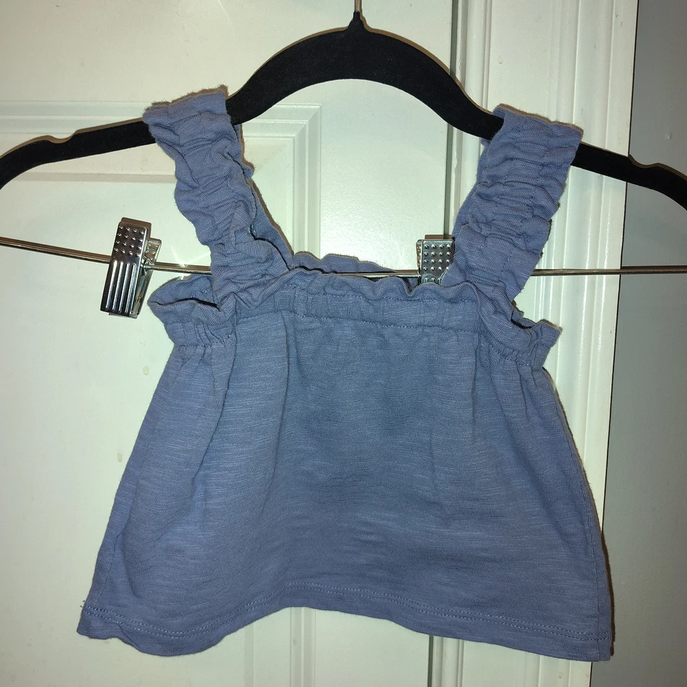 GAP Girls Light Blue Ruffle Strap‎ Tank Top 12-18 Months Euc